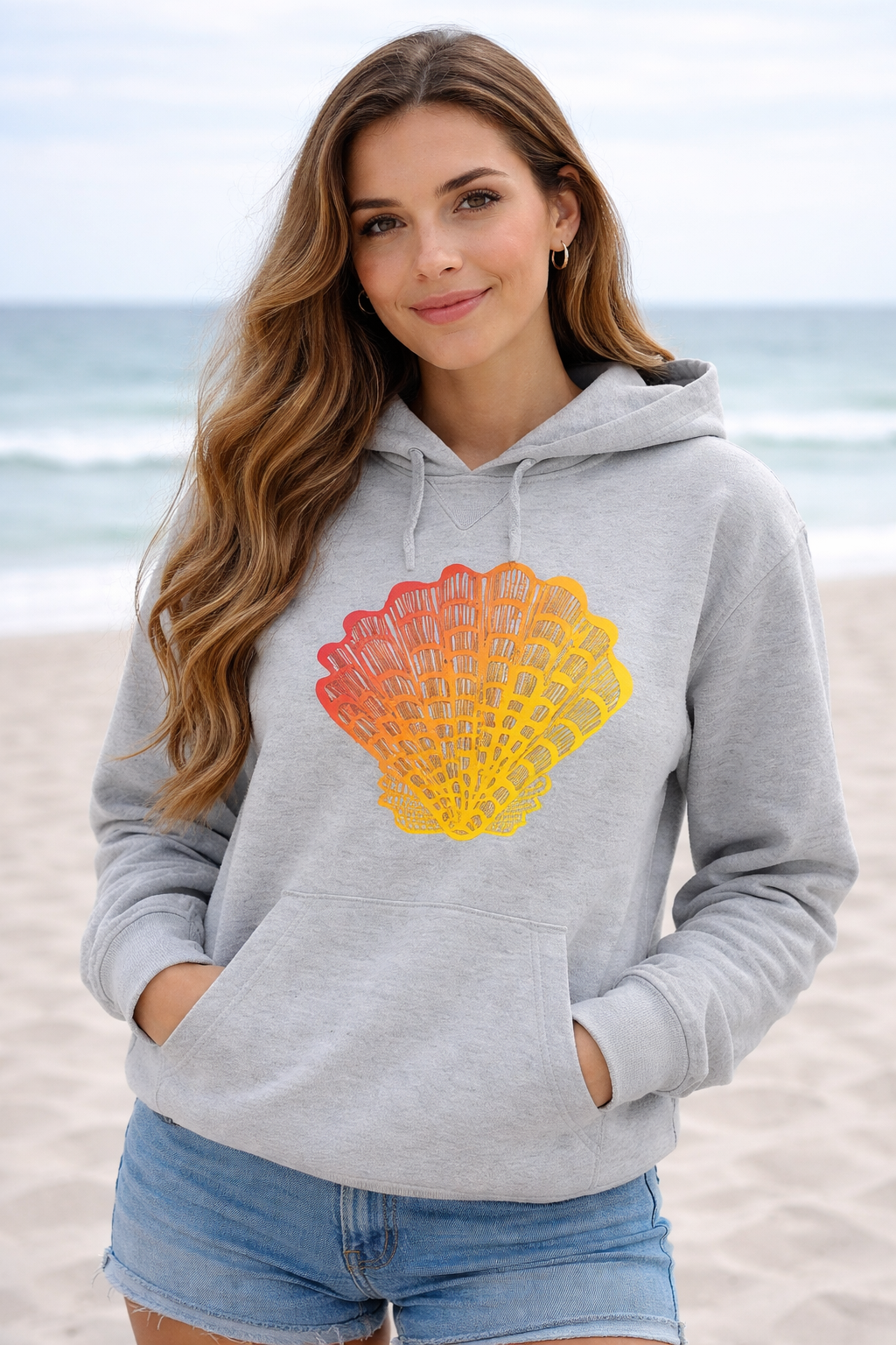 Organic French Terry Pullover Hoodie - Sunrise Shell